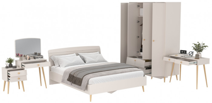 Афина Спальня 15-1600, цвет кашемир серый, сп.м. 1600х2000 мм., б/м, основание есть - фанера