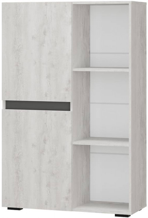 Шкаф-стеллаж Мрия ШК-16, Бетон пайн светлый, Графит