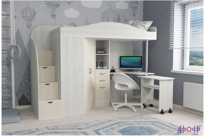 Кровать-чердак Юниор 4 (Винтерберг/Дуб молочный)