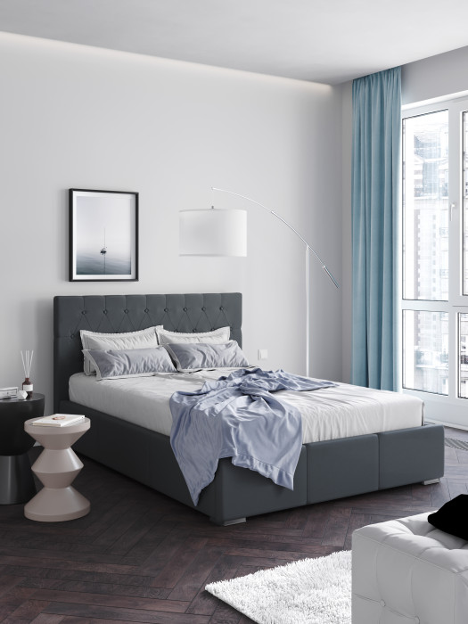 Октавия Кровать интерьерная 140 серый ромб, ортопед