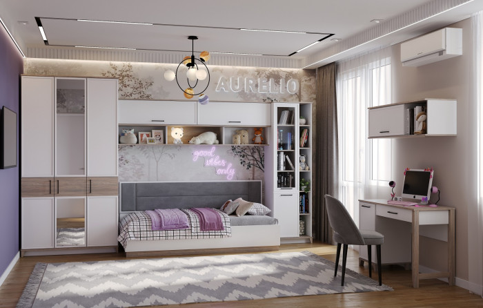 Полка навесная Аурелио 96, Блэквуд Сатиновый - Белый