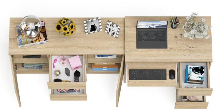 Мори компьютерный стол МС-6 правый + Комод МК1200.3, дуб сонома