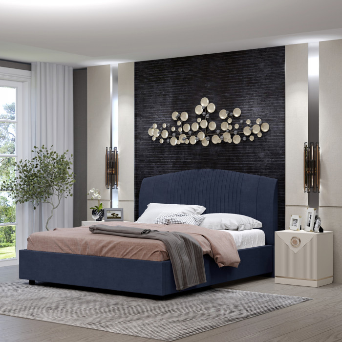 Кровать-12М с подъемным основанием 1400 темно-синяя