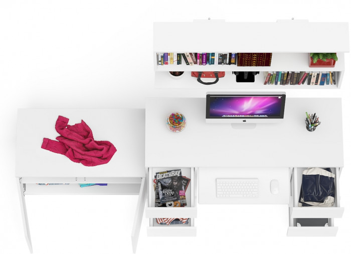 Мори компьютерный стол МС-2 + Тумба МА900.1 + Полка 1200, белый