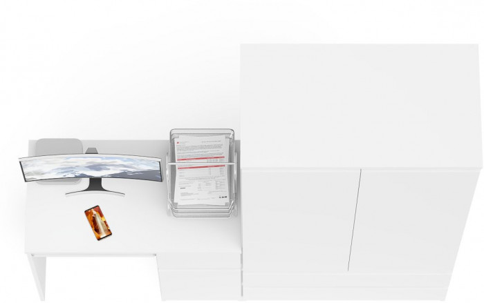 Мори Стол компьютерный МС-1 правый + Шкаф МШ900.1, цвет белый, ШхГхВ 180,4х50,4х179,6 см., выдвижной ящик справа, НЕ универсальная сборка