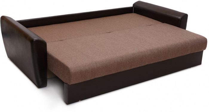 Диван-еврокнижка Амстердам 140, рогожка/экокожа коричневая