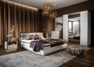 Модульная спальня "Тиффани" - Бетон пайн светлый/Дуб шале графит