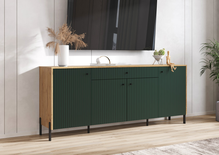 Оливия Комод дуб крафт/браш мени грин (металл)