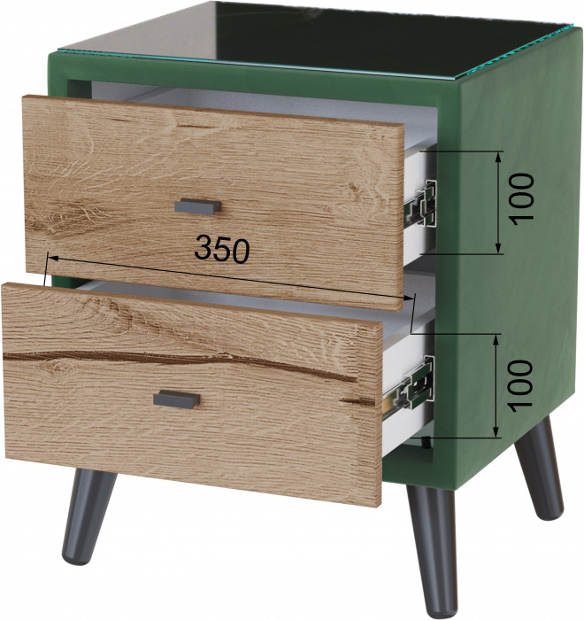 Тумба прикроватная интерьерная Ланс изумруд/мдф дуб канадский