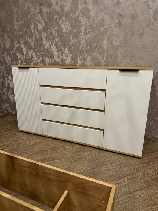 Марвэл Комод 2 двери 4 ящика (1600), Дуб крафт/Браш вайт