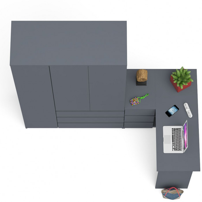 Мори Стол компьютерный МС-16 левый + Шкаф МШ1200.1, цвет графит, ШхГхВ 244,8х84,9х209,6 см., выдвижные ящики слева, НЕ универсальная сборка