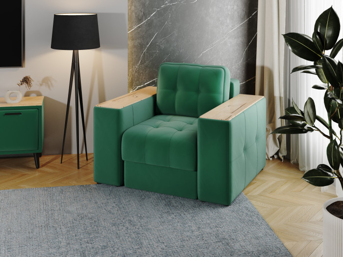 Кресло Нави, Изумруд/Дуб канадский МДФ