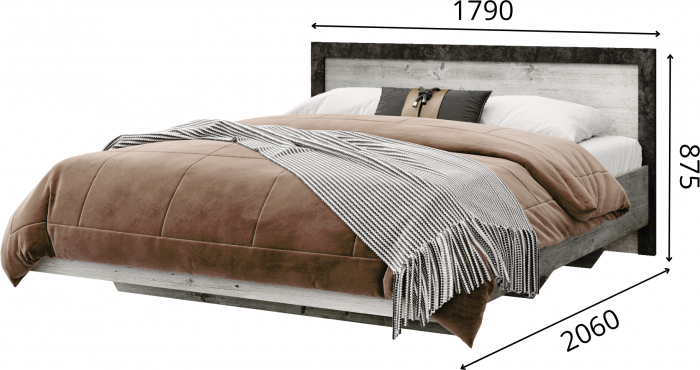 Кровать 160х200 с подъемным механизмом "Эстель" - Дуб полярный/Сосна натуральная