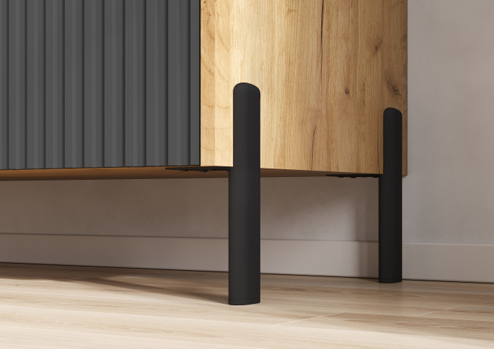 Оливия Комод дуб крафт/графит софт (металл)