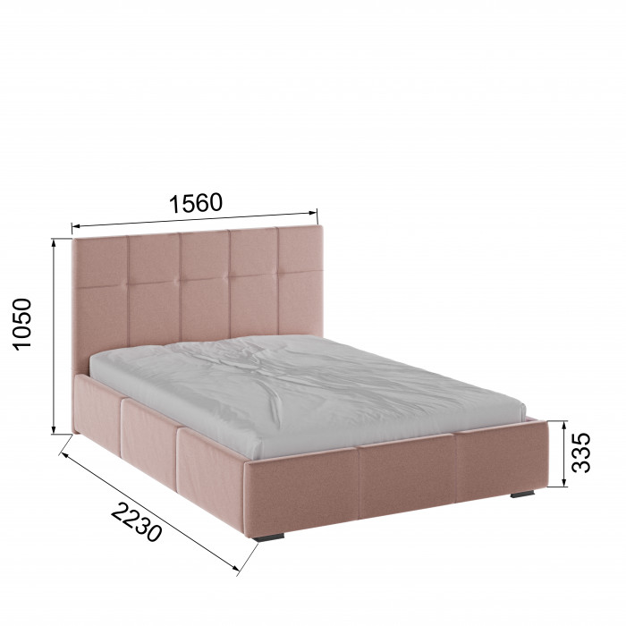 Рио Кровать интерьерная 140 пыльная роза квадрат, ПМ