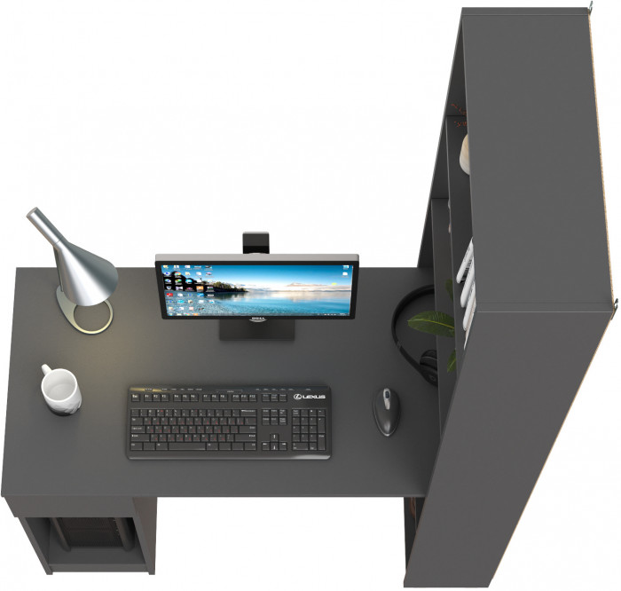 Лайт Шкаф комбинированный 10.01 (письменный стол), тёмно-серый