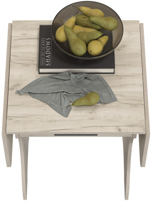 Стол обеденный раскладной с ящиком 6-02.120ТМдкс, цвет дуб крафт серый, ШхГхВ 120х57х75 см., 60х57х75 см. сложенный