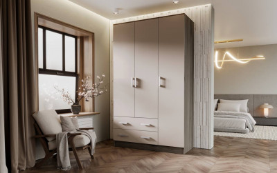 Шкаф 3-х створчатый, Крафт серый/Кашемир