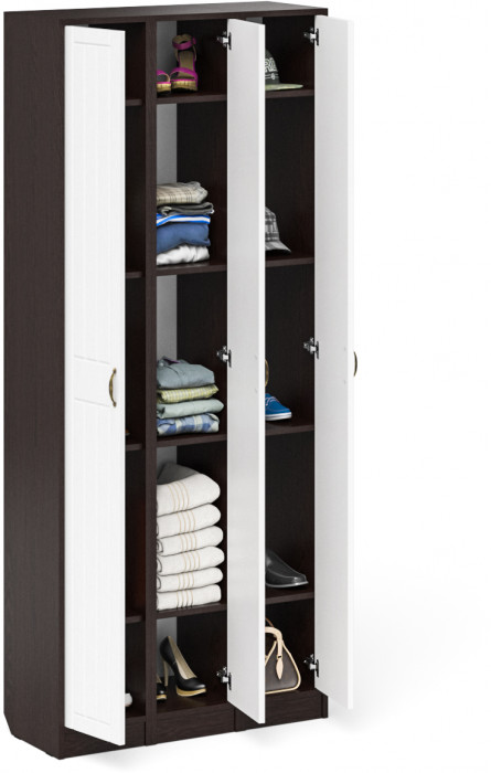 Прихожая П-6 Пенал 3 штуки, цвет венге/фасады МДФ белое дерево фрезеровка прованс, ШхГхВ 90х35х210 см., универсальная сборка