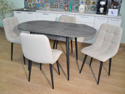 Обеденная группа Стиль-1 / Стул Х 4 шт. / Цемент темный/черный / бид 01