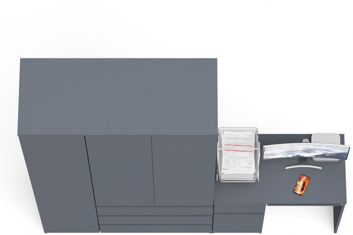 Мори компьютерный стол МС-1 левый + Шкаф МШ1200.1, графит