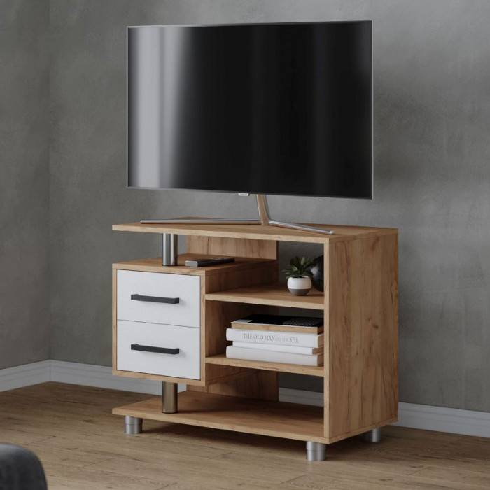 Тумба ТВ 011 (2я) (800*665*430) дуб крафт золотой/белый