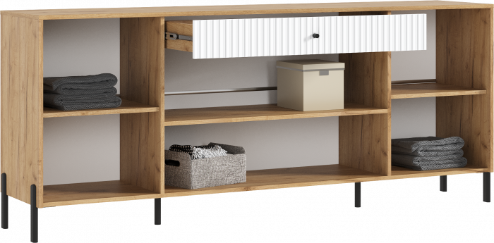 Оливия Комод дуб крафт/браш вайт (металл)