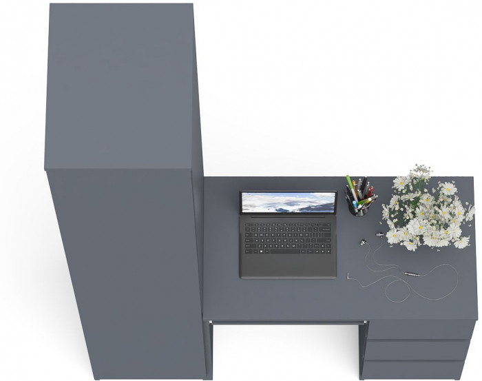 Мори Стол компьютерный МС-6 правый + Пенал МШ400.1, цвет графит, ШхГхВ 130,4х50,4х209,6 см., выдвижные ящики справа, НЕ универсальная сборка