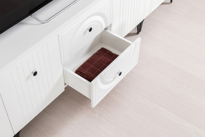 Валенсия Гостиная № 080, ЛДСП белый шагрень/МДФ белый шагрень