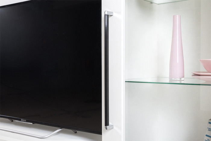 Валенсия Гостиная № 114, цвет ЛДСП белый шагрень/МДФ белый шагрень, ШхГхВ 272,3х38,4х225,2 см., универсальная сборка