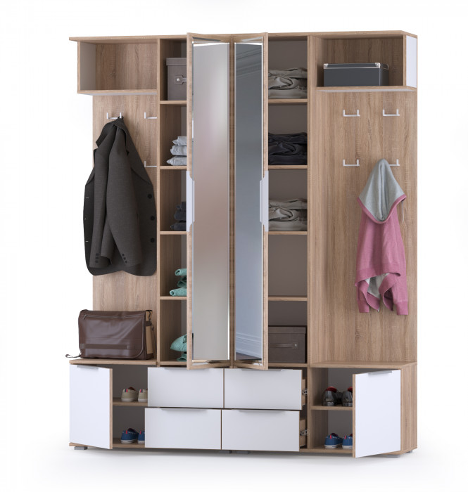 Куба Прихожая 17, цвет дуб сонома/белый премиум, ШхГхВ 172,8х38,3х210,6 см., универсальная сборка