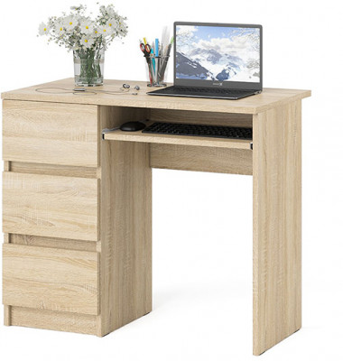 Мори Стол компьютерный МС-6 левый, цвет дуб сонома, ШхГхВ 90х50х76,6 см., выдвижные ящики слева, НЕ универсальная сборка