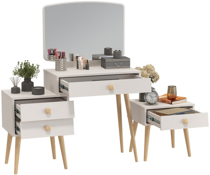 Афина Спальня Трюмо + Тумба прикроватная, кашемир серый