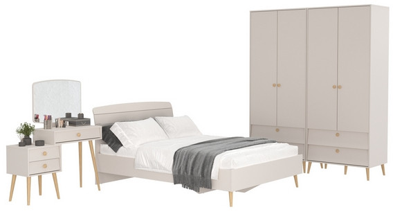 Афина Спальня 17-1400, цвет кашемир серый, сп.м. 1400х2000 мм., б/м, основание есть - фанера