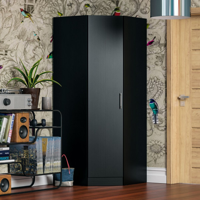 Стандарт Шкаф угловой, цвет венге, ШхГхВ 81,2х81,2х200 см., универсальная дверь, боковина для соединения со шкафами глубиной 52 см.