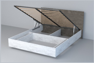 Кровать 1,4 арт.031 (ЛДСП) ПМ. (Бетон Светлый/Камень Темный)