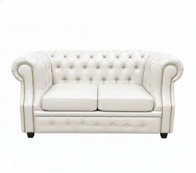 Диван Честер ЛОФТ 2-х местный, белый