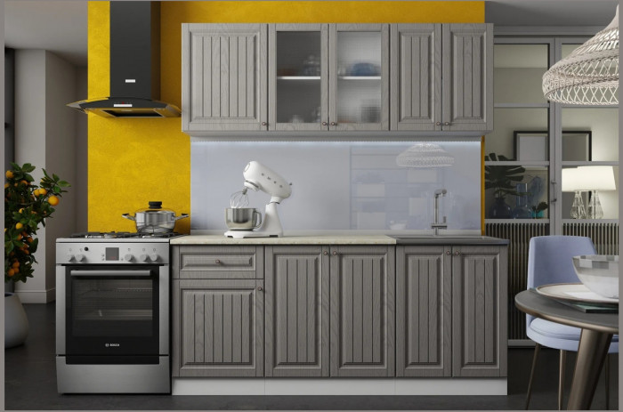 Кухня Хозяюшка МДФ 1800, магнолия/деним