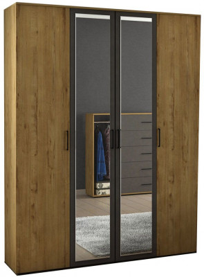 Бруно Шкаф четырехдверный Дуб Вотан / Серый графит