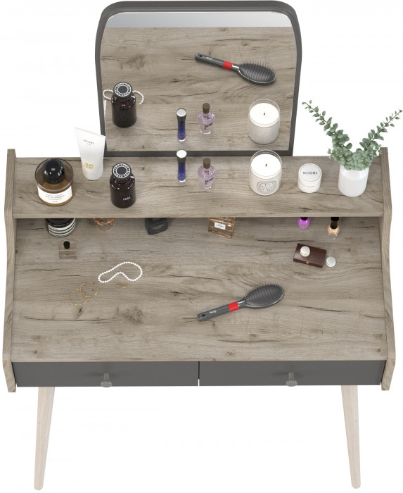 Трюмо 4-25916дкс/граф, цвет дуб крафт серый/графит, ШхГхВ 80х44,8х133 см.