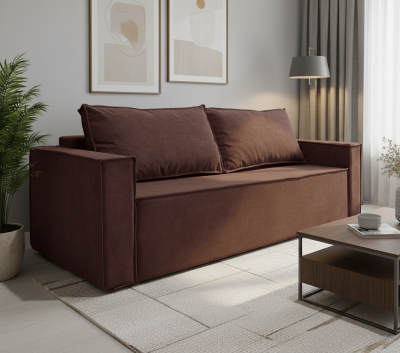 Диван-еврокнижка Лофт Люкс 140, велюр коричневый