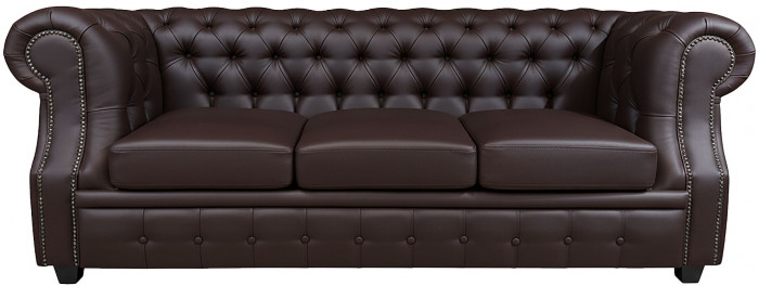 Диван офисный Честер ЛОФТ 3-х местный, экокожа коричневый