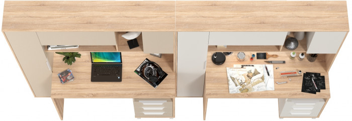 Два стола компьютерных Комфорт 12.95N, дуб сонома/белый/дуб сонома/сатин