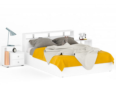 Камелия Кровать 1600 + две тумбы, белый