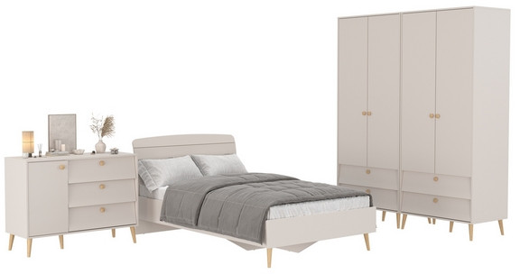 Афина Спальня 18-1200, цвет кашемир серый, сп.м. 1200х2000 мм., б/м, основание есть - фанера