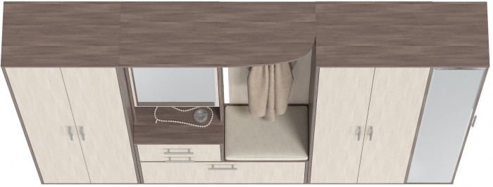 Прихожая Домино 6, цвет бодега тёмный/бодега светлый, ШхГхВ 248х36х202 см., универсальная сборка