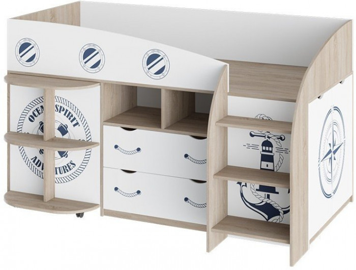 Немо Кровать комбинированная (Дуб сонома/Белый)