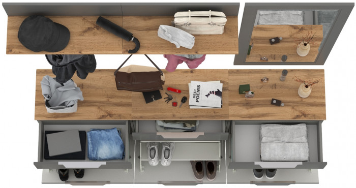 Октава Прихожая 41, серый графит/дуб крафт золотой/фасады МДФ серый графит