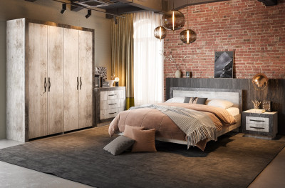 Набор мебели для спальни "Эстель" - Сосна шале/Бетон спаркс