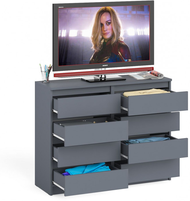 Мори Комод МК1200.8, цвет графит, ШхГхВ 120,4х41х94 см.